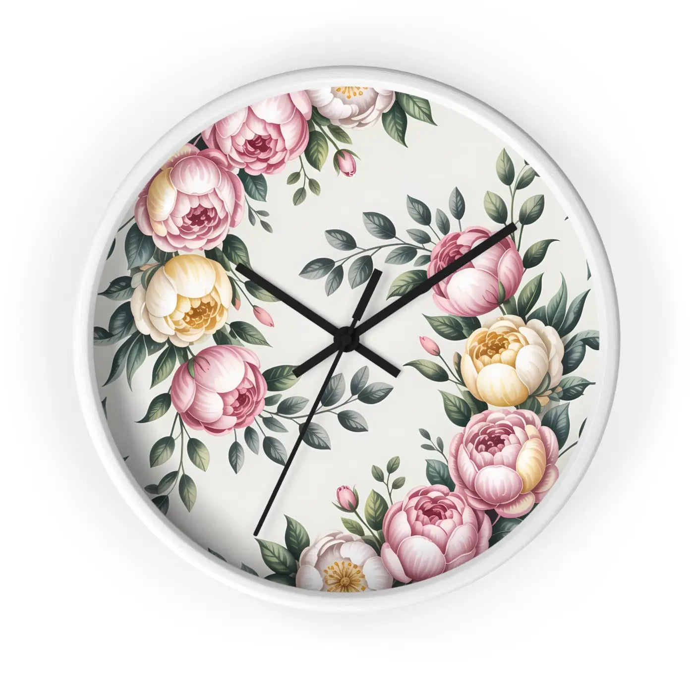 Floral Elegance Wall Clock – Natural Wood - Dipaliz