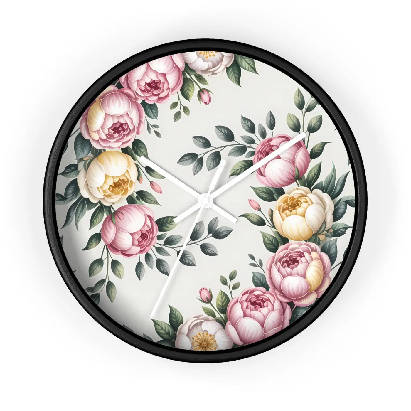 Floral Elegance Wall Clock – Natural Wood - Dipaliz