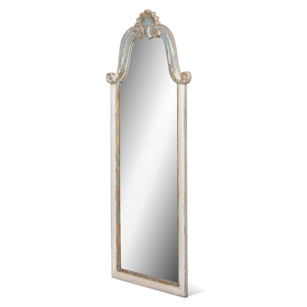 French Country Carved Wood Floor Mirror