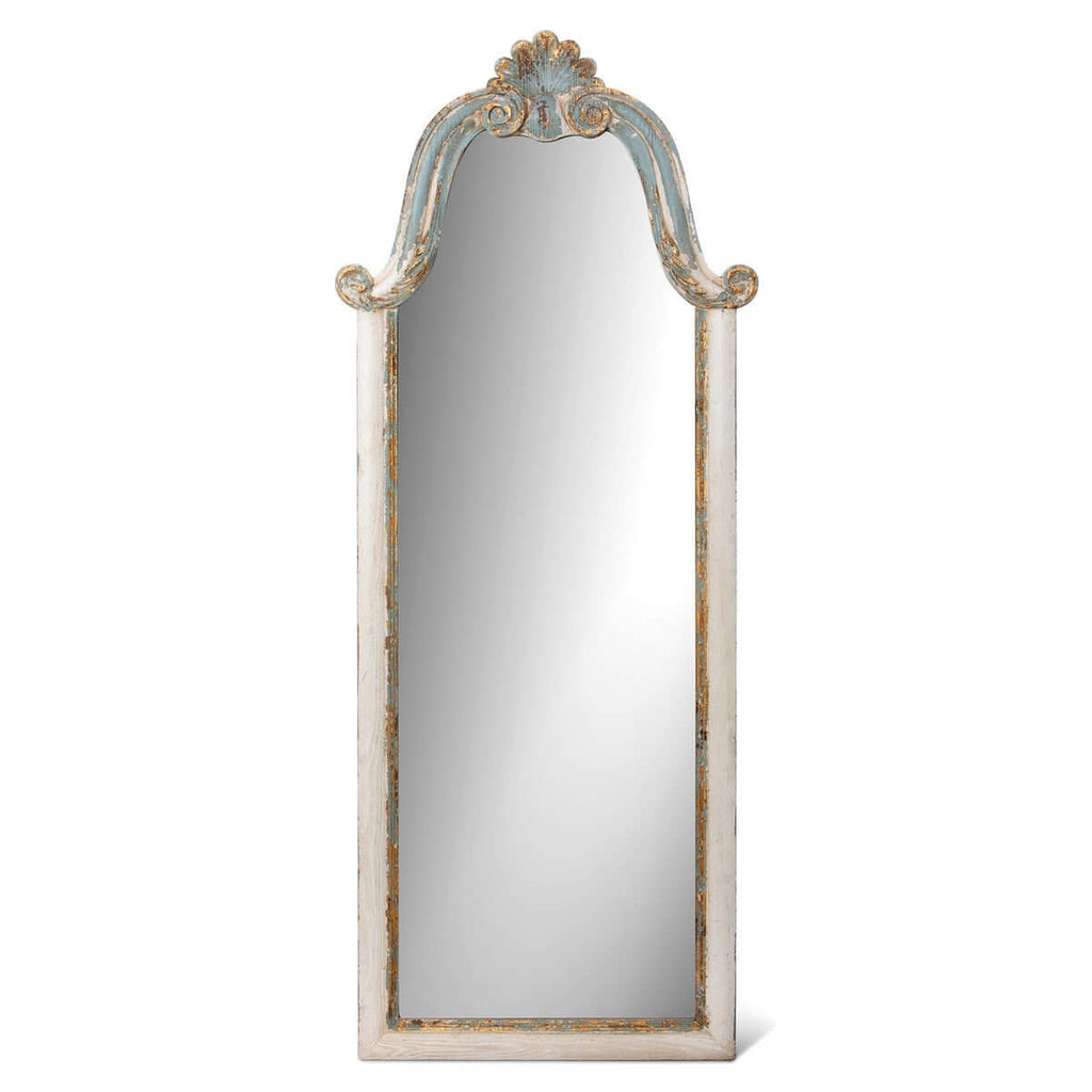 French Country Carved Wood Floor Mirror