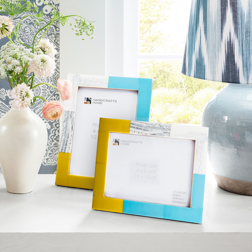 Picture Frame Mondrian Driftwood Collection Wood & Resin Inlay Multicolor– 3 Sizes (Pack of 2)