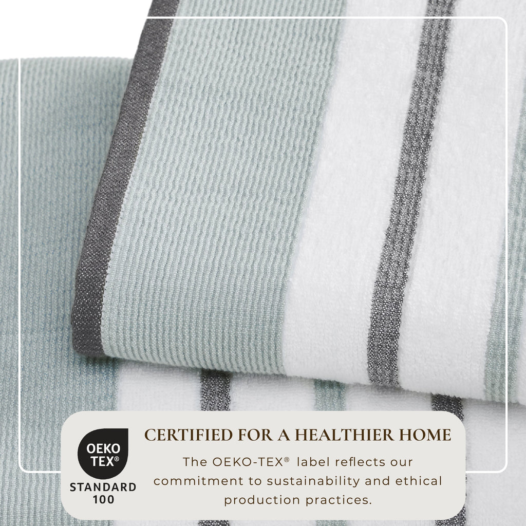 Decorative Cotton Stripe Bath Towel Set - Noelle Collection