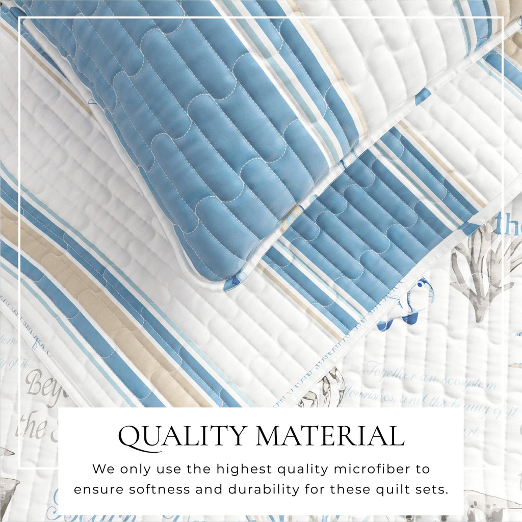 Stripe & Ocean Story Coastal Quilt Set - New Castle Collection