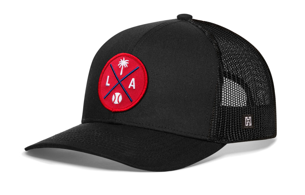 Los Angeles Trucker Hat  |  Red LA X Baseball Snapback