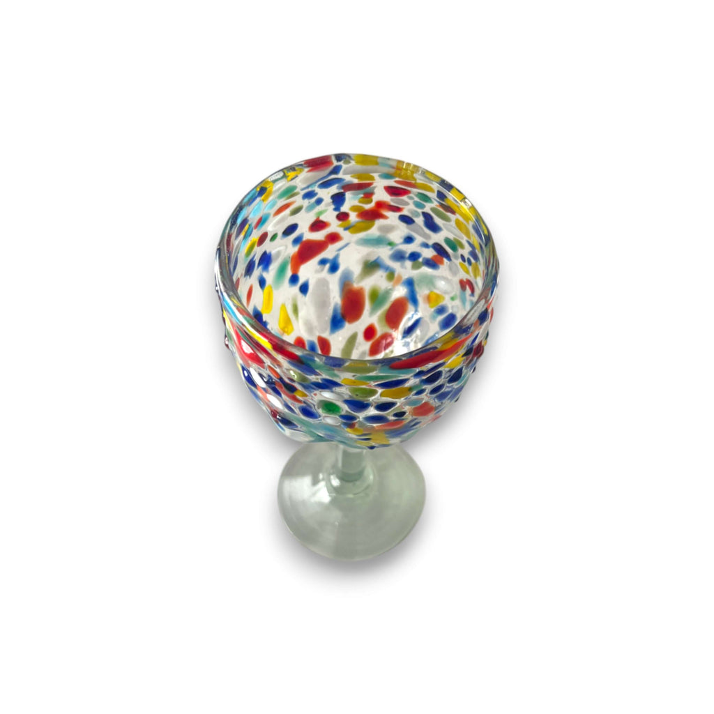 Mexican Confetti Rock Wine Glass | Hand-Blown Confetti Design