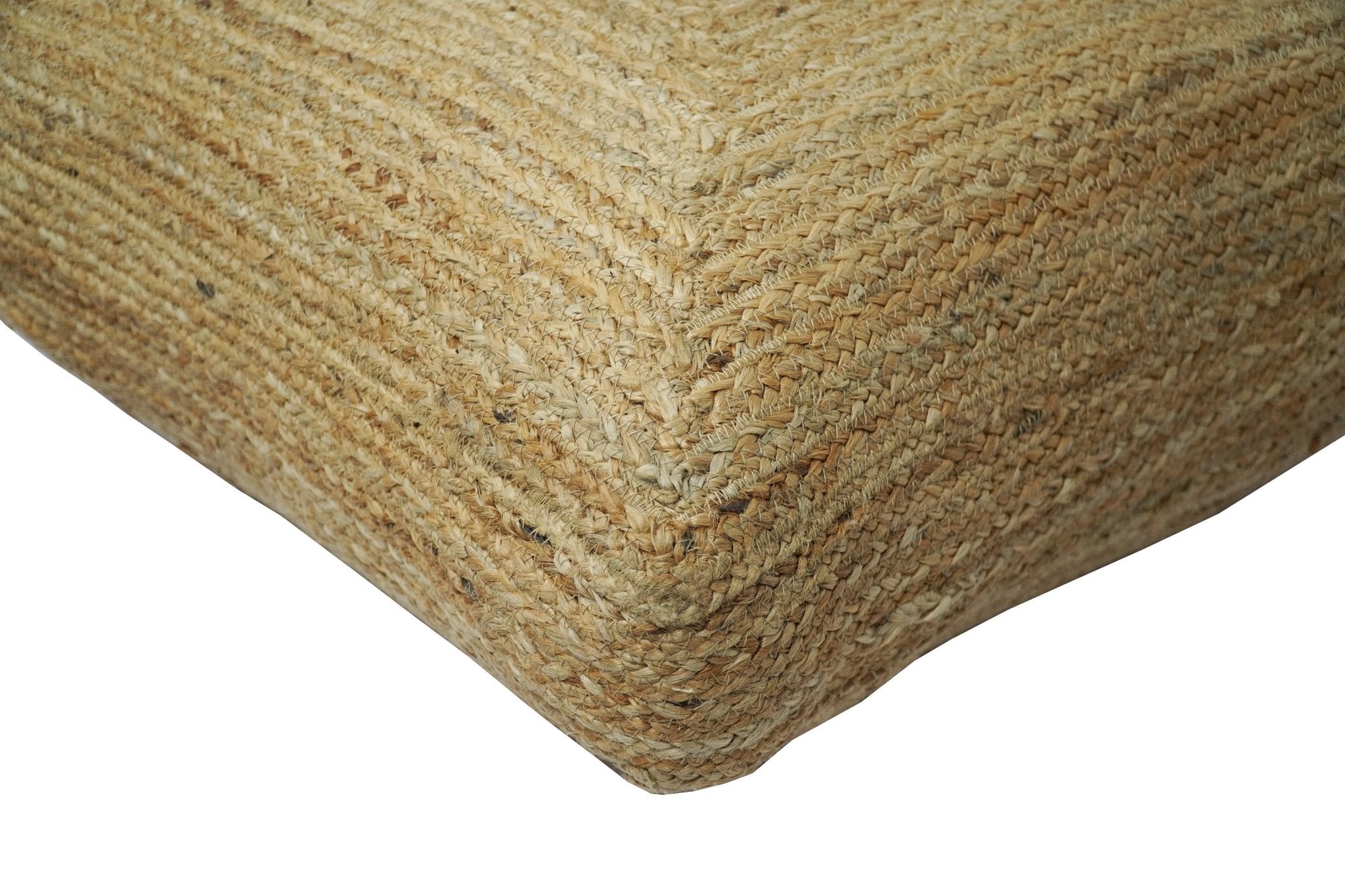 Natural Brown Jute Square Pouf, Hand Braided boho Pouf Ottoman Footstool, Side table, Floor Pillow, Foot Rest, Living Room, Bedroom | JP4