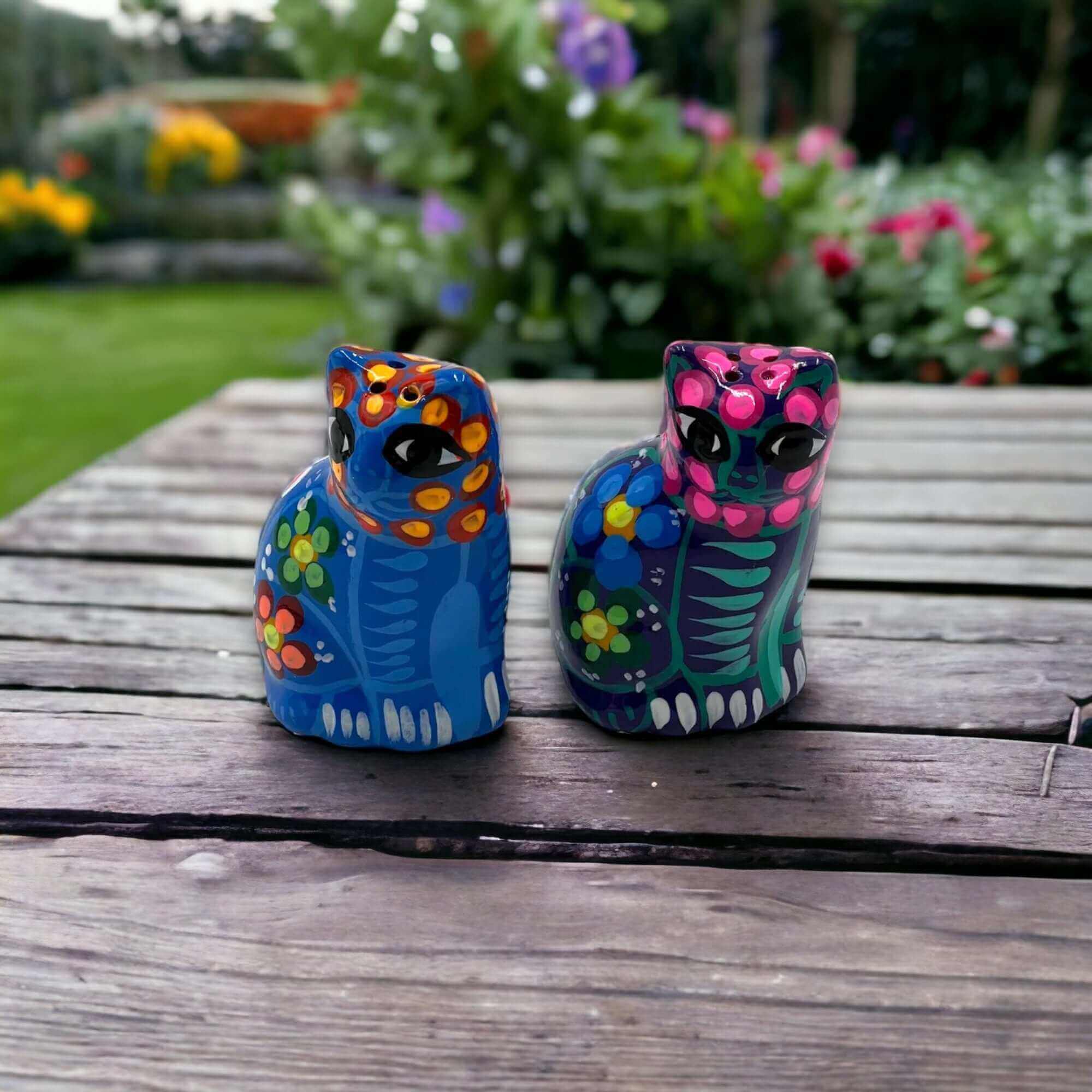 Set of 2 Talavera Cat Salt and Pepper Shakers | Hand-Painted Ceramic