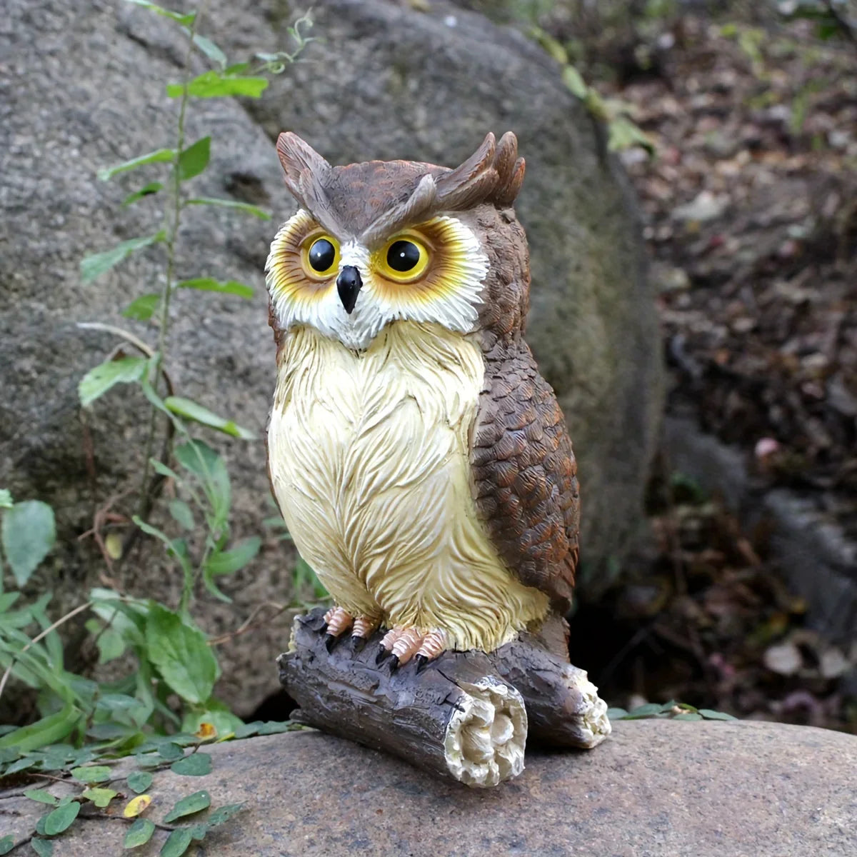 Handcrafted Owl Statue Garden Decor - Rustic Outdoor Sculpture