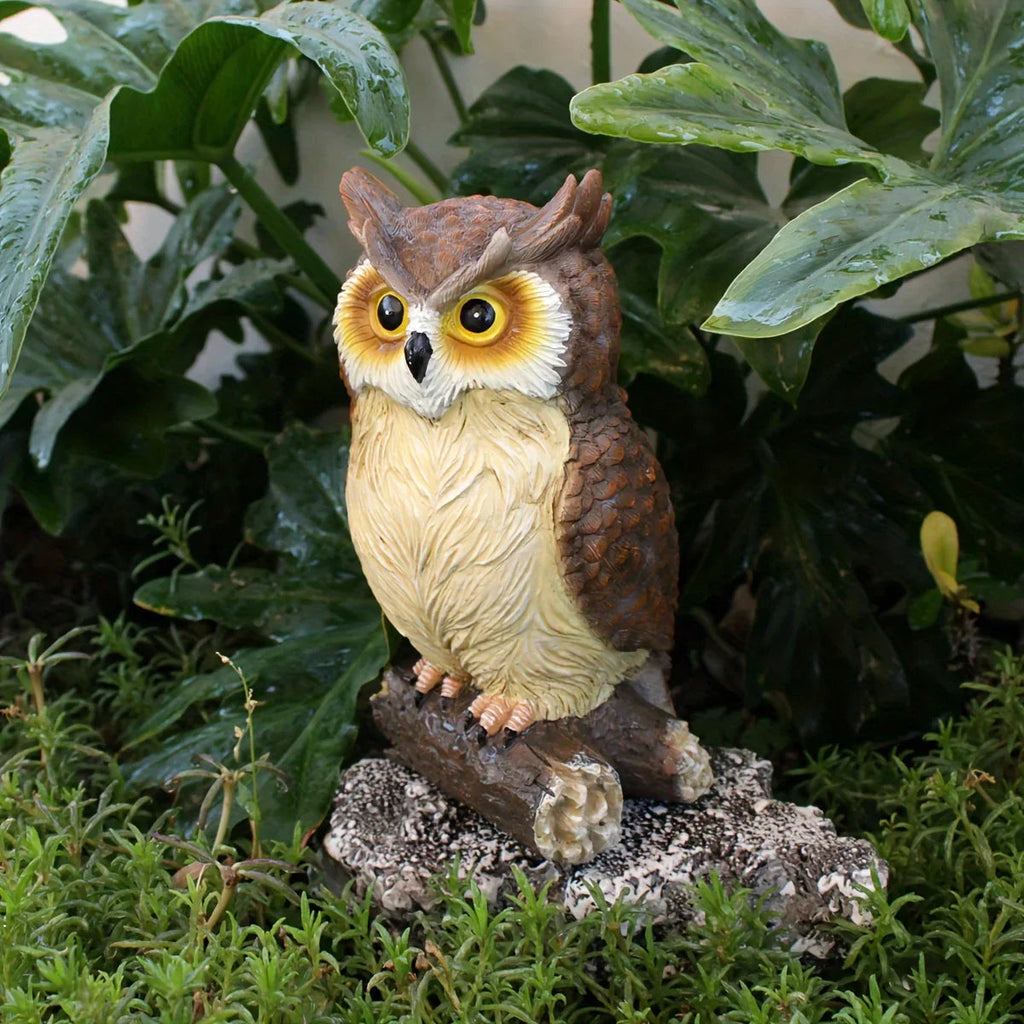 Handcrafted Owl Statue Garden Decor - Rustic Outdoor Sculpture