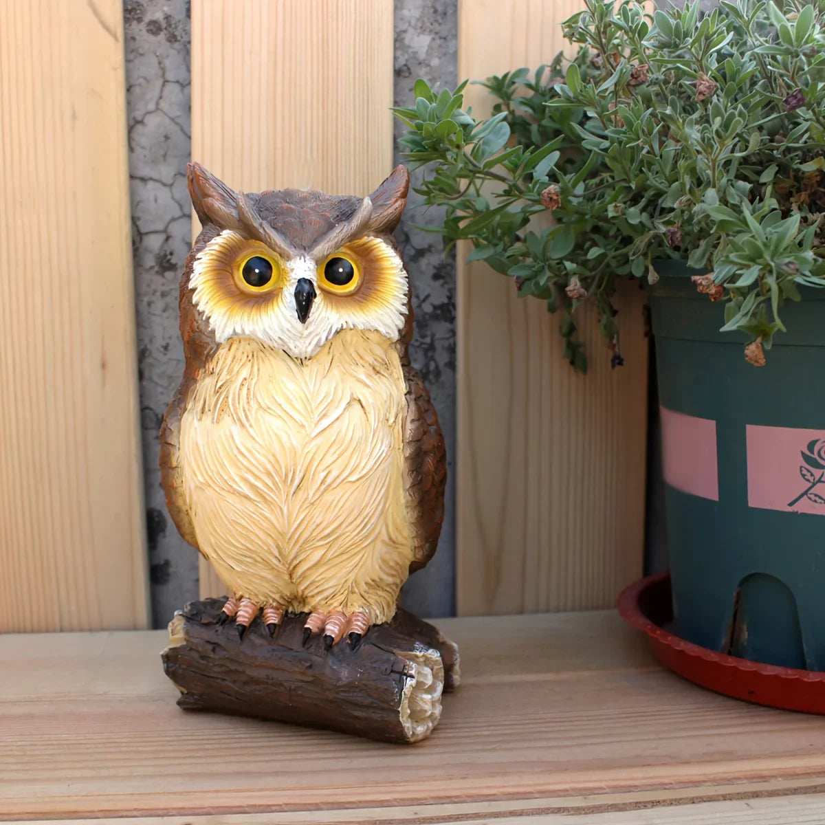 Handcrafted Owl Statue Garden Decor - Rustic Outdoor Sculpture