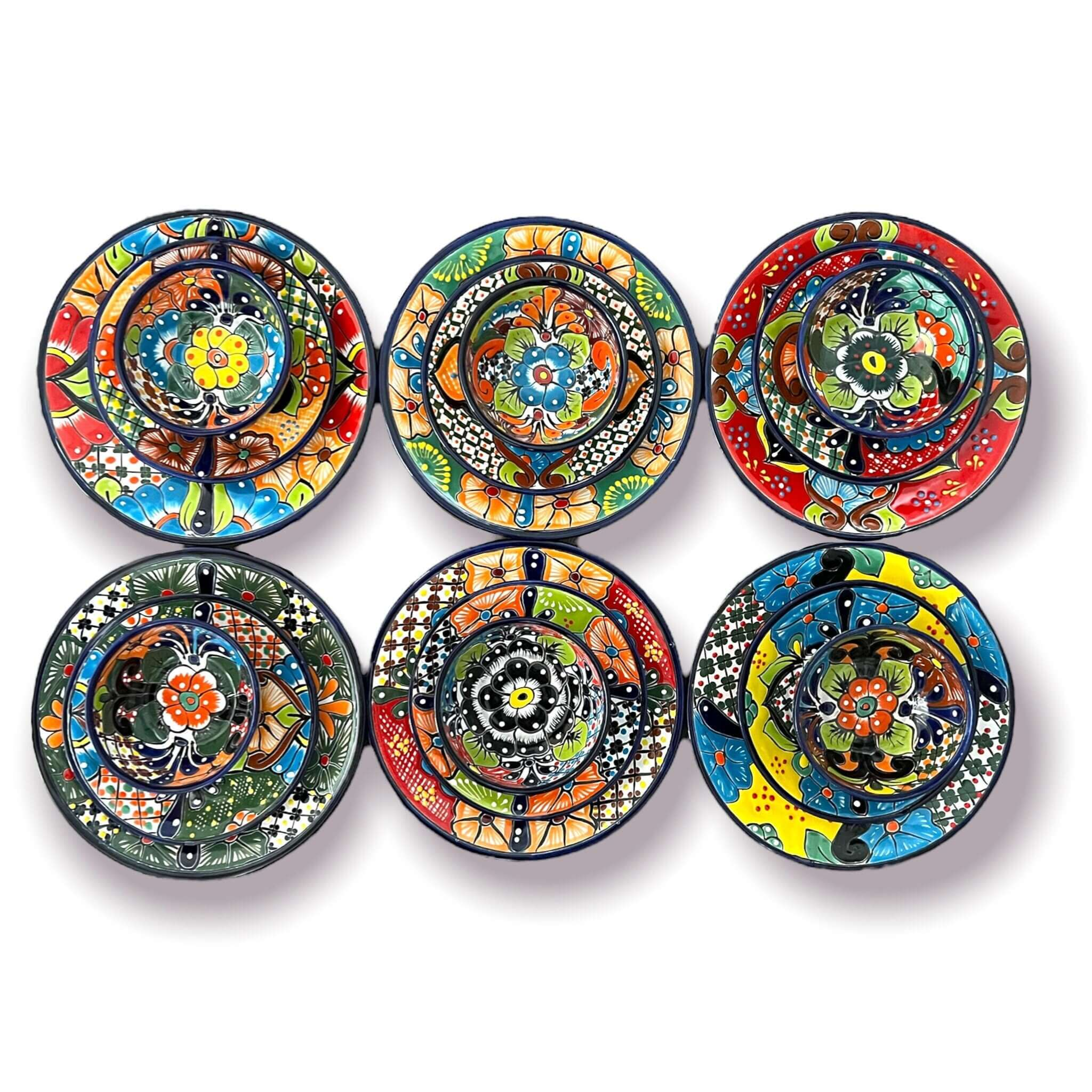 20-Piece Talavera Dinnerware Set | Handmade Floral Tableware (Seats 6)