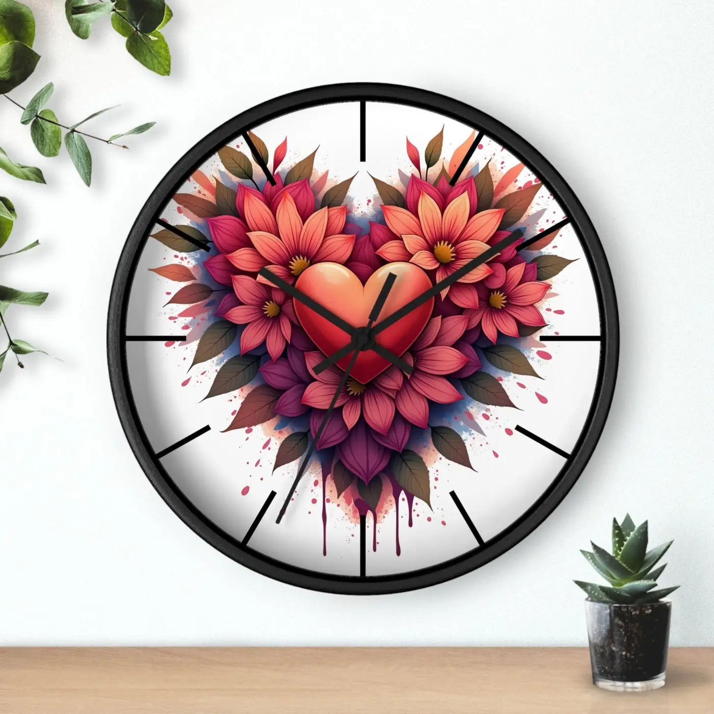 Chic Wall Clock – Vibrant Blooms Living Space - Dipaliz