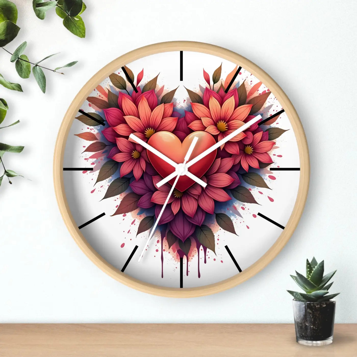 Chic Wall Clock – Vibrant Blooms Living Space - Dipaliz