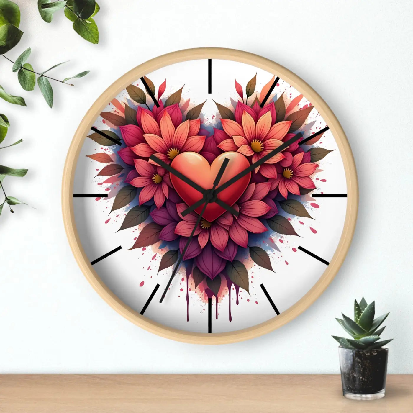Chic Wall Clock – Vibrant Blooms Living Space - Dipaliz