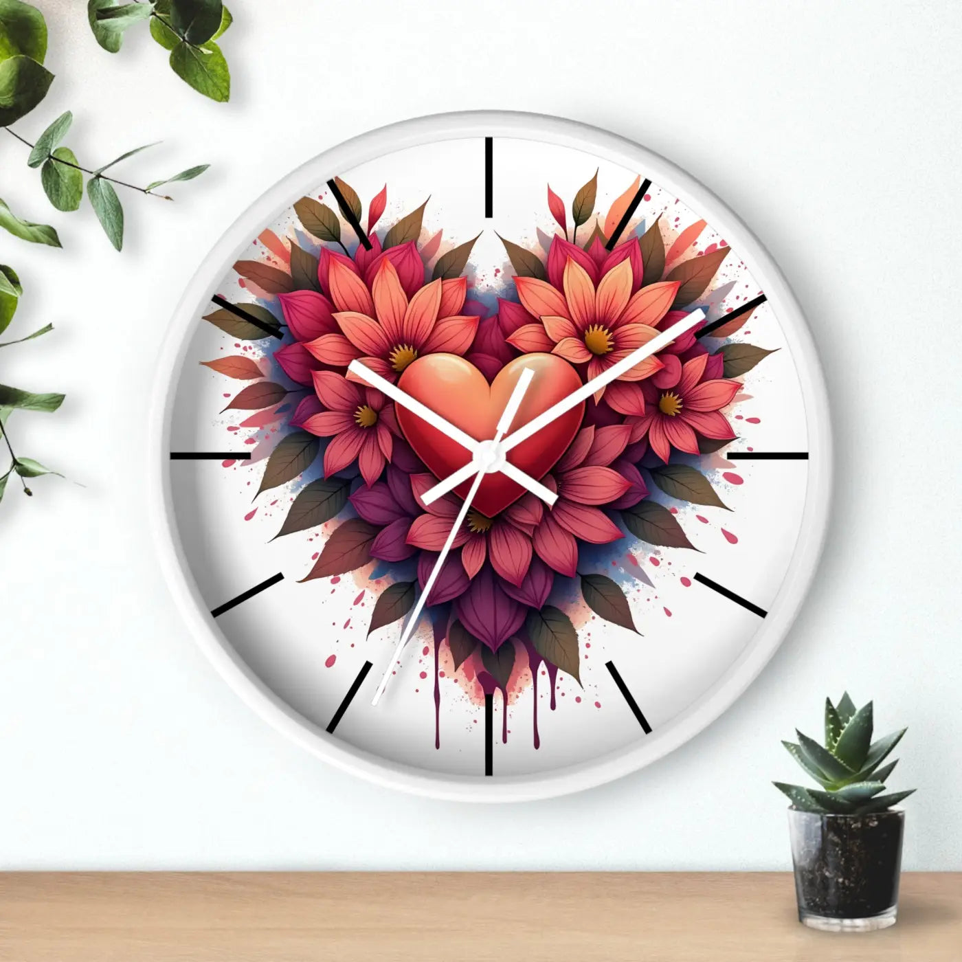 Chic Wall Clock – Vibrant Blooms Living Space - Dipaliz