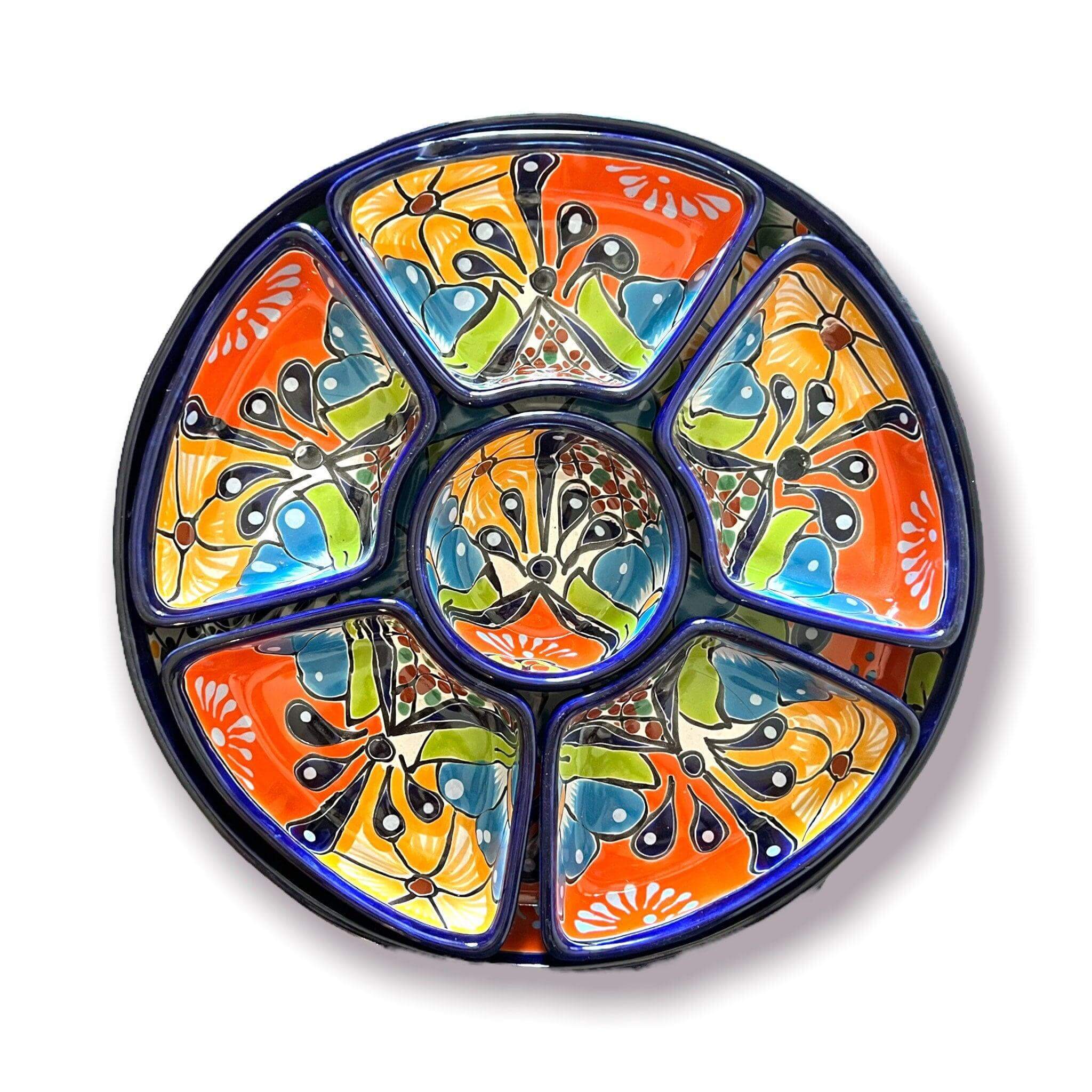 Talavera Appetizer Tray Set | Mexican Hand Painted Pottery