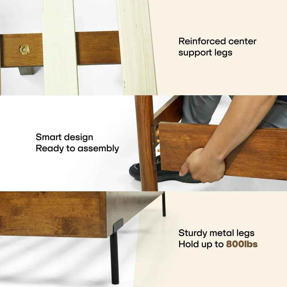 Frida Solid Wood Bed Frame