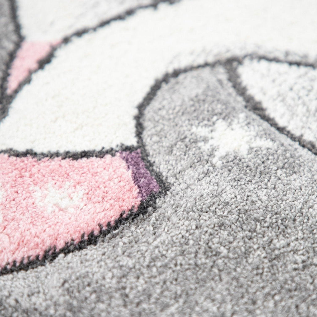 Kids Rug Rainbow Unicorn Colourful Grey