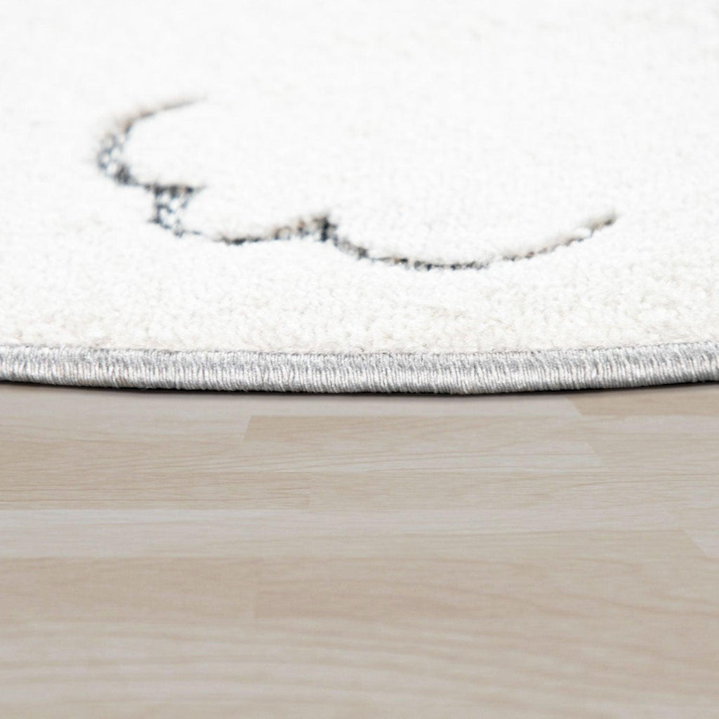 Kids Rug Tweet Round Play Mat Llama Motif in Mottled Grey