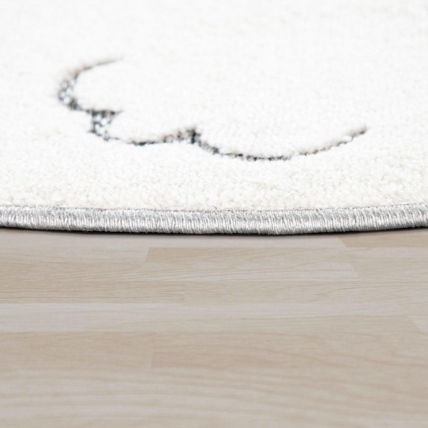 Kids Rug Tweet Round Play Mat Llama Motif in Mottled Grey