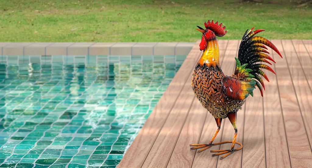 Large Rustic Metal Chicken Garden Stake for Outdoor Decor