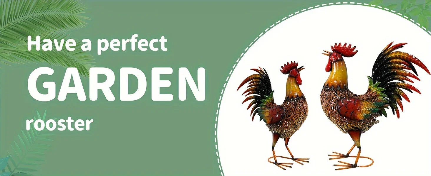 Large Rustic Metal Chicken Garden Stake for Outdoor Decor