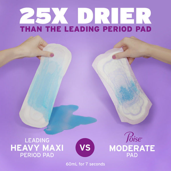 Poise Incontinence Pads, Maximum Absorbency, Regular Length