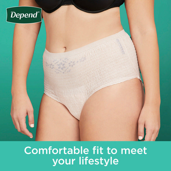 Depend Fresh Protection Women's Adult Incontinence Underwear, L, Blush