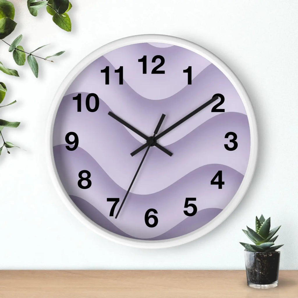 Lavender Wave Wall Clock – Matte Black Frame - Dipaliz