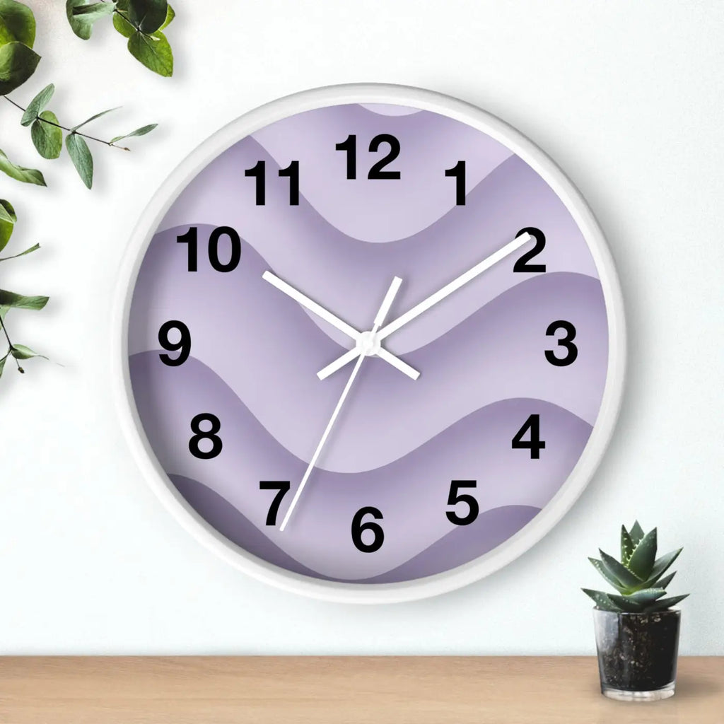 Lavender Wave Wall Clock – Matte Black Frame - Dipaliz