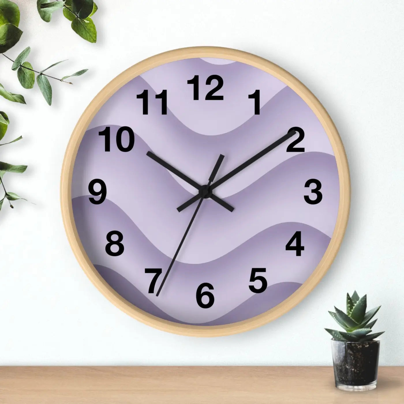 Lavender Wave Wall Clock – Matte Black Frame - Dipaliz