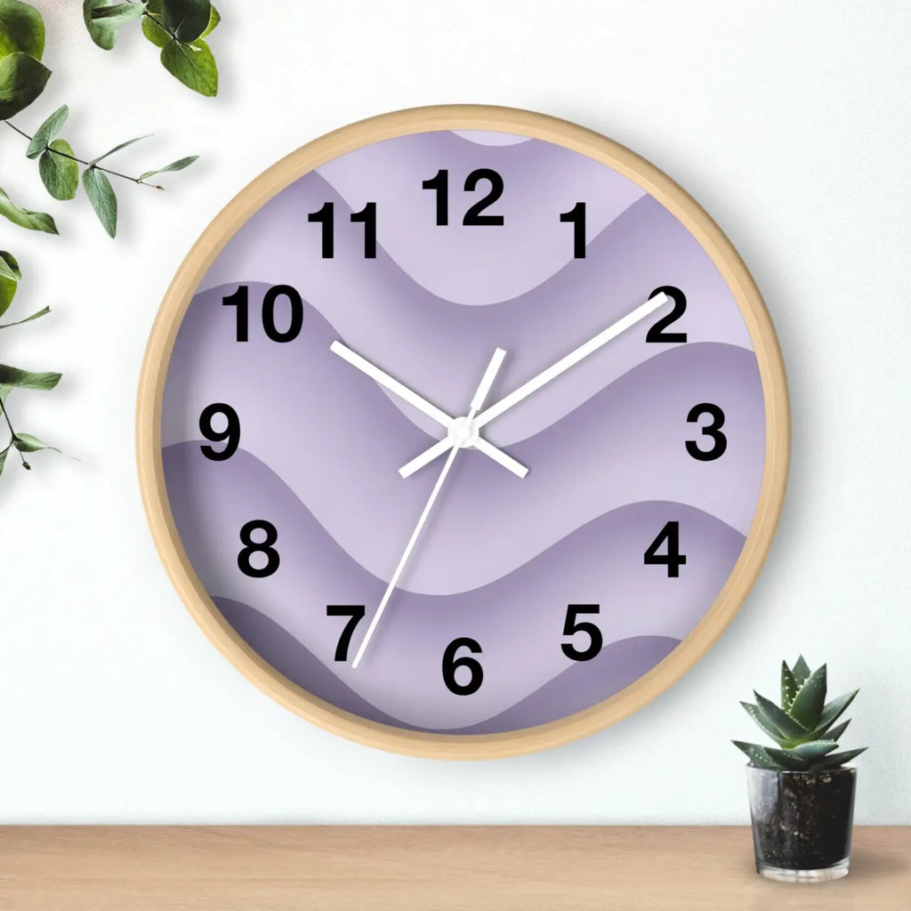 Lavender Wave Wall Clock – Matte Black Frame - Dipaliz