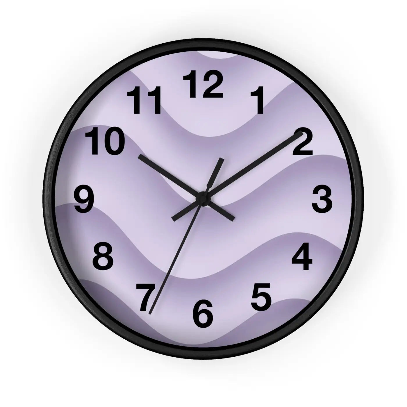 Lavender Wave Wall Clock – Matte Black Frame - Dipaliz