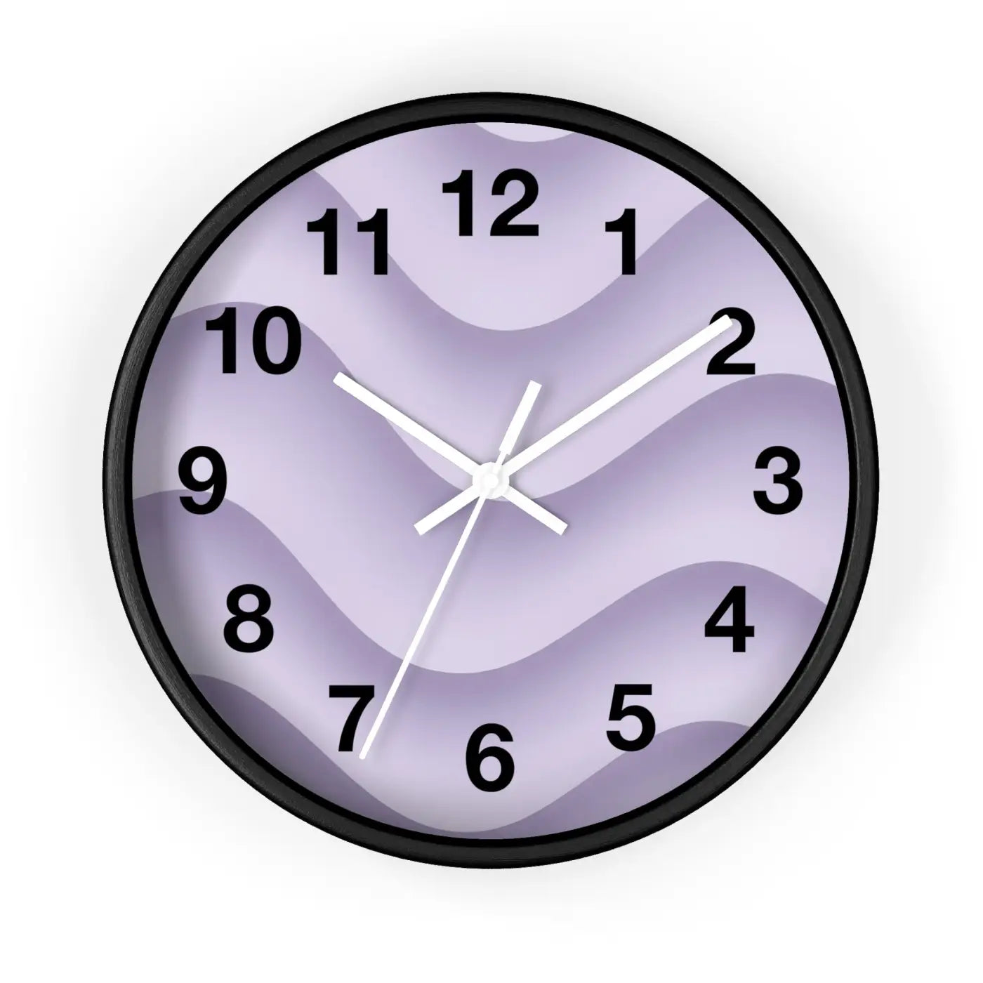 Lavender Wave Wall Clock – Matte Black Frame - Dipaliz
