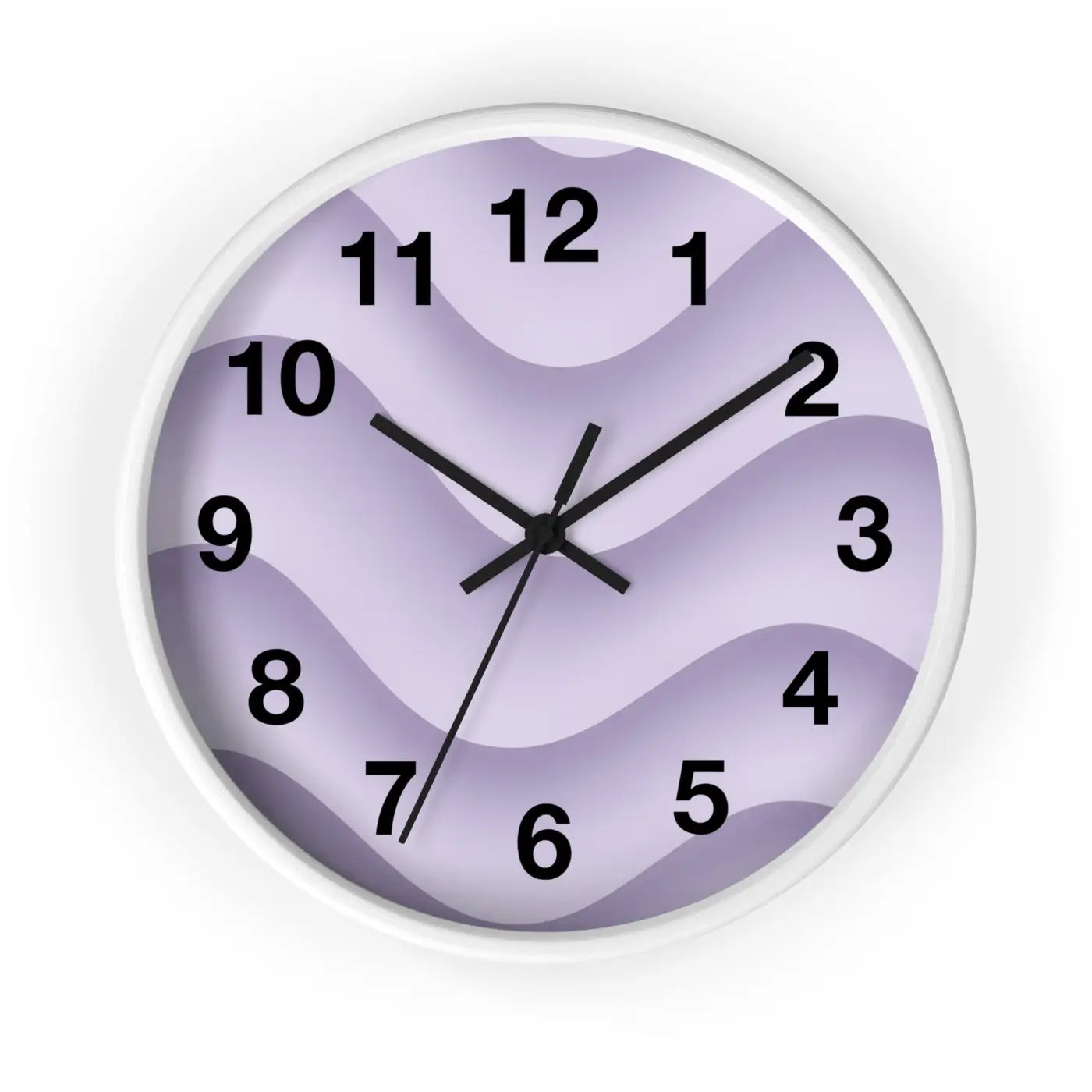 Lavender Wave Wall Clock – Matte Black Frame - Dipaliz
