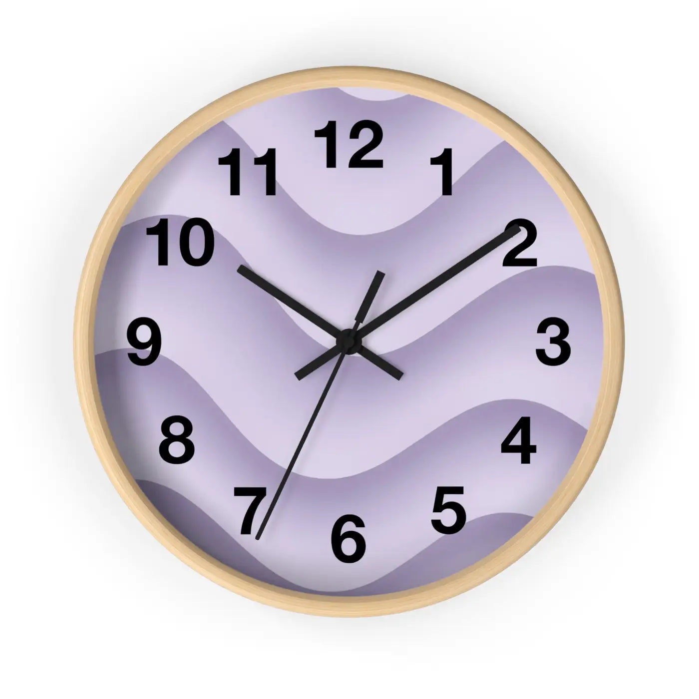 Lavender Wave Wall Clock – Matte Black Frame - Dipaliz