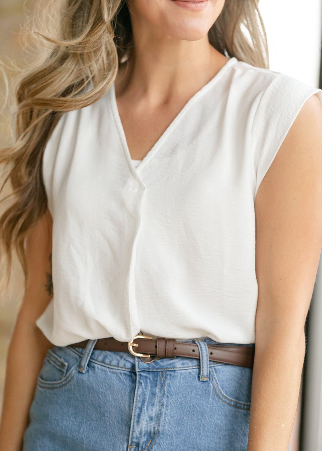 Madison V-neck Short Sleeve Flowy Top - FINAL SALE