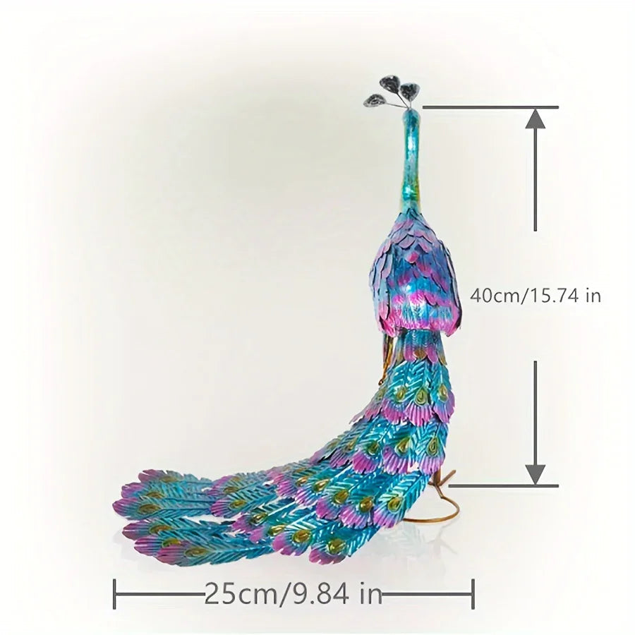 Metal Peacock Statue Elegant Outdoor Garden and Patio Decor