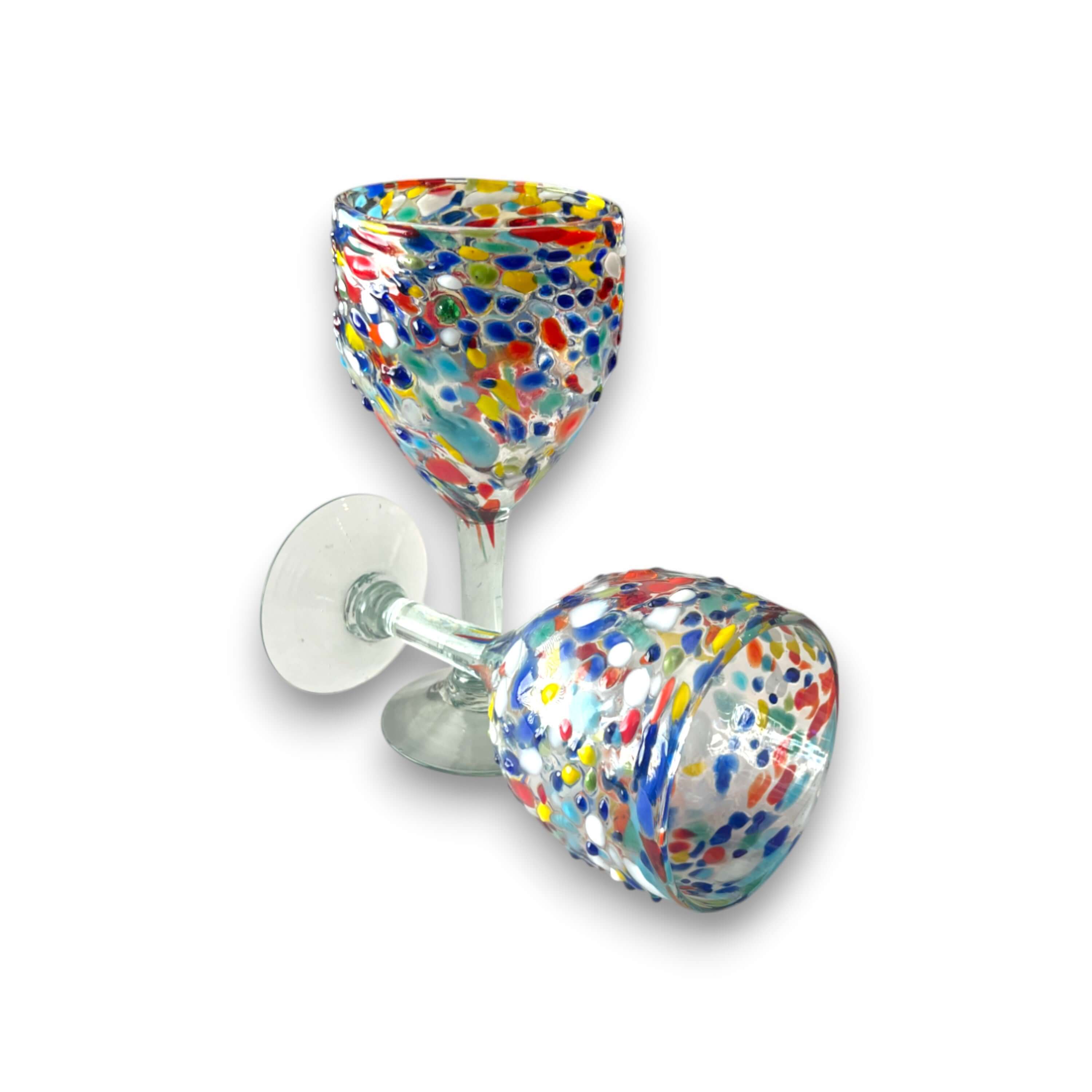 Mexican Confetti Rock Wine Glass | Hand-Blown Confetti Design