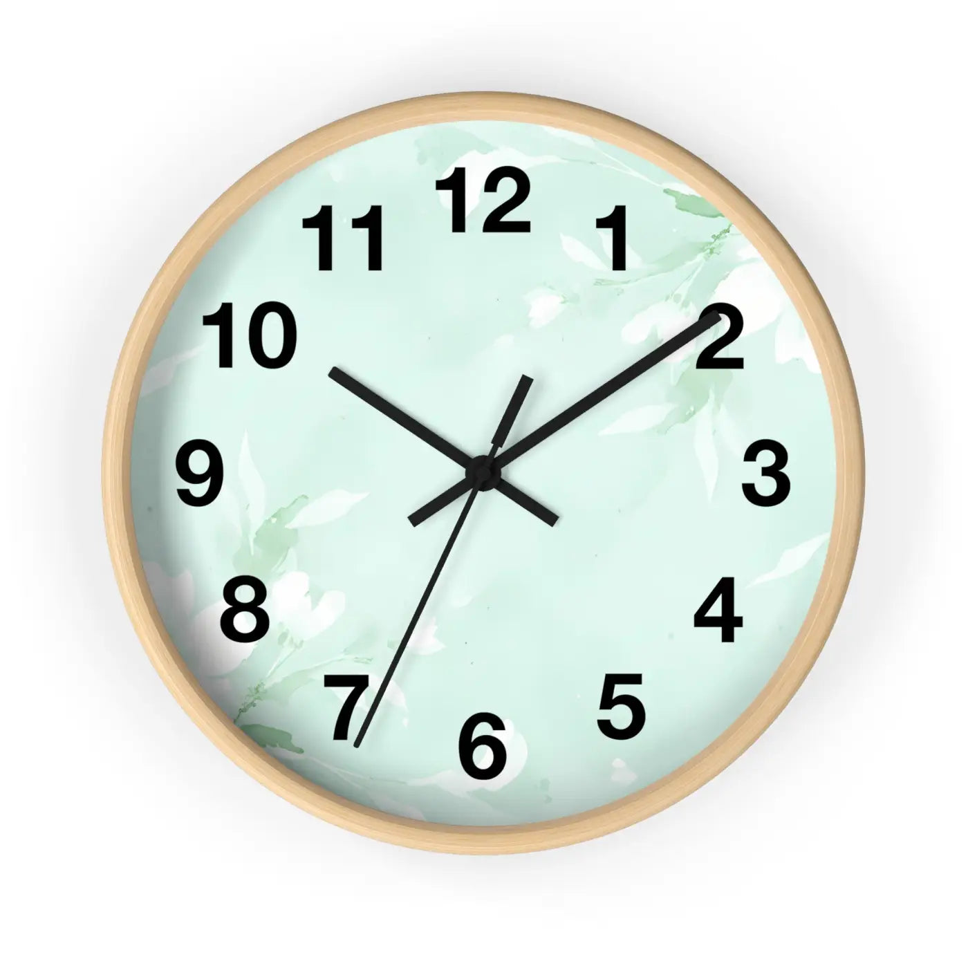 Mint Floral Wall Clock Botanical Design 10 Inch Dipaliz
