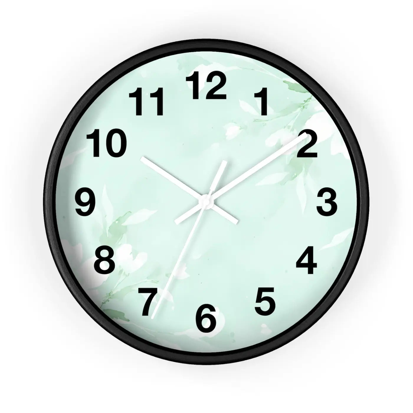 Mint Floral Wall Clock Botanical Design 10 Inch Dipaliz