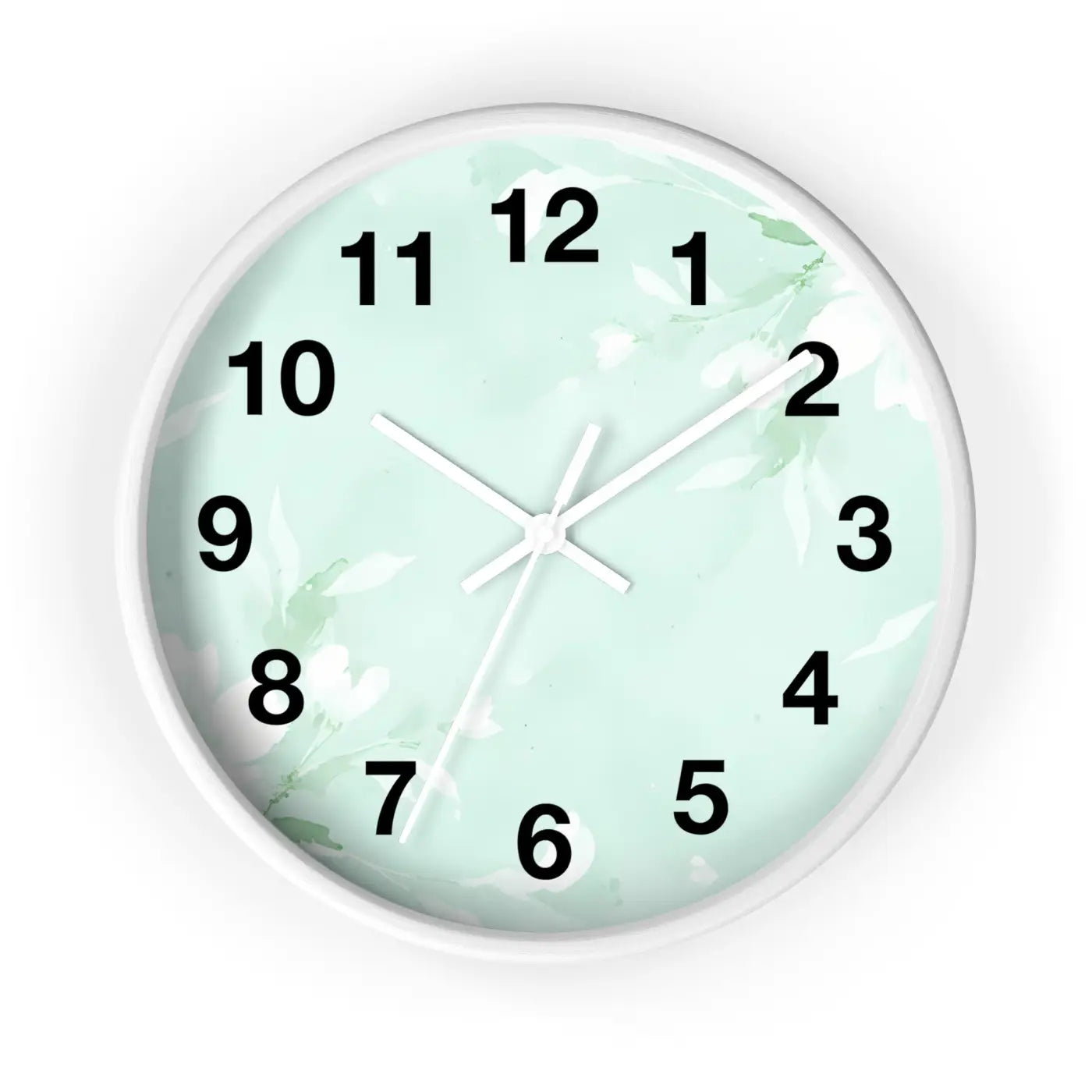 Mint Floral Wall Clock Botanical Design 10 Inch Dipaliz