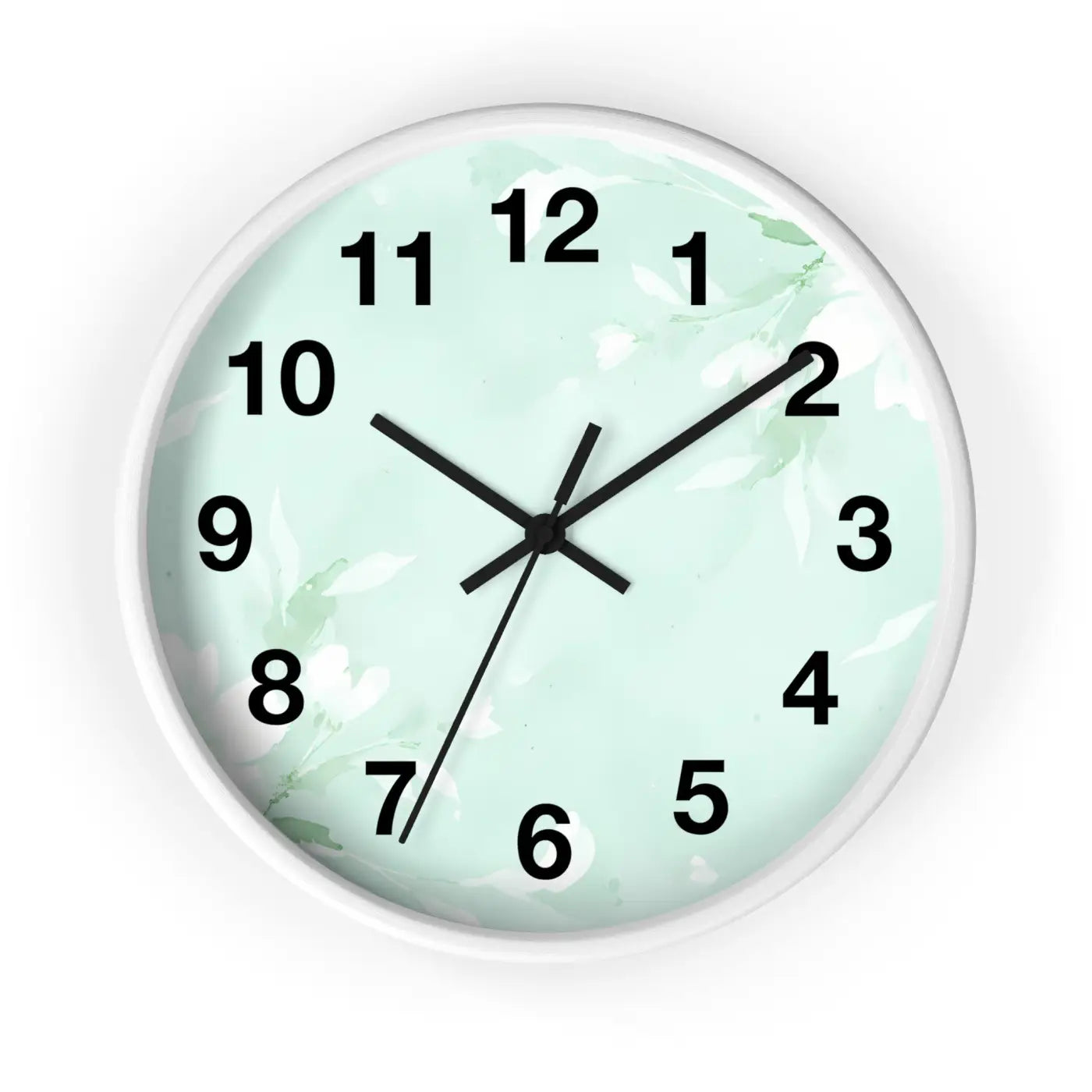 Mint Floral Wall Clock Botanical Design 10 Inch Dipaliz