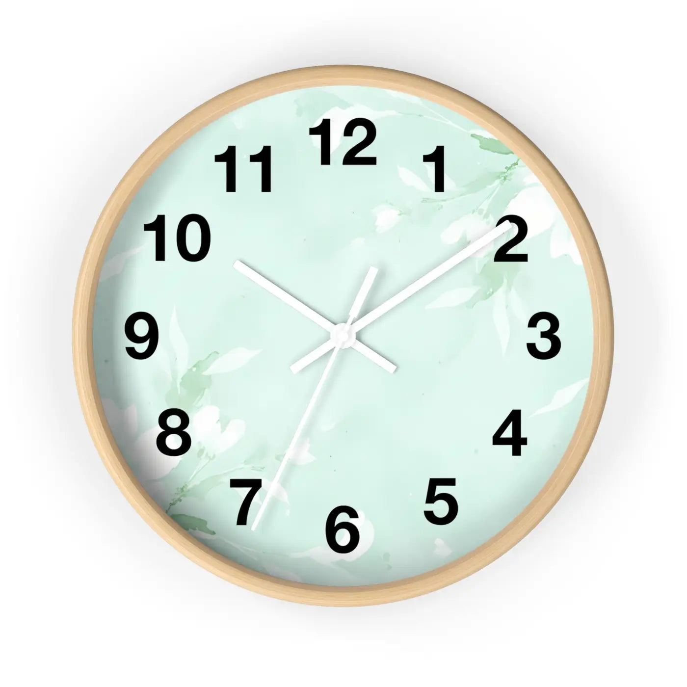 Mint Floral Wall Clock Botanical Design 10 Inch Dipaliz