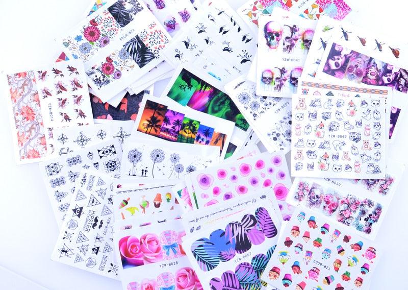 Mixed Designs Water Nail Stickers Decals Dream Catcher Transfer Tip Watermark Flora Painting Slider Manicure Decoration Girls Manicure Decoration Nail Art Supplies 3D Self-Adhesive Nail Decals Designer Nail Stickers for Acrylic Nails