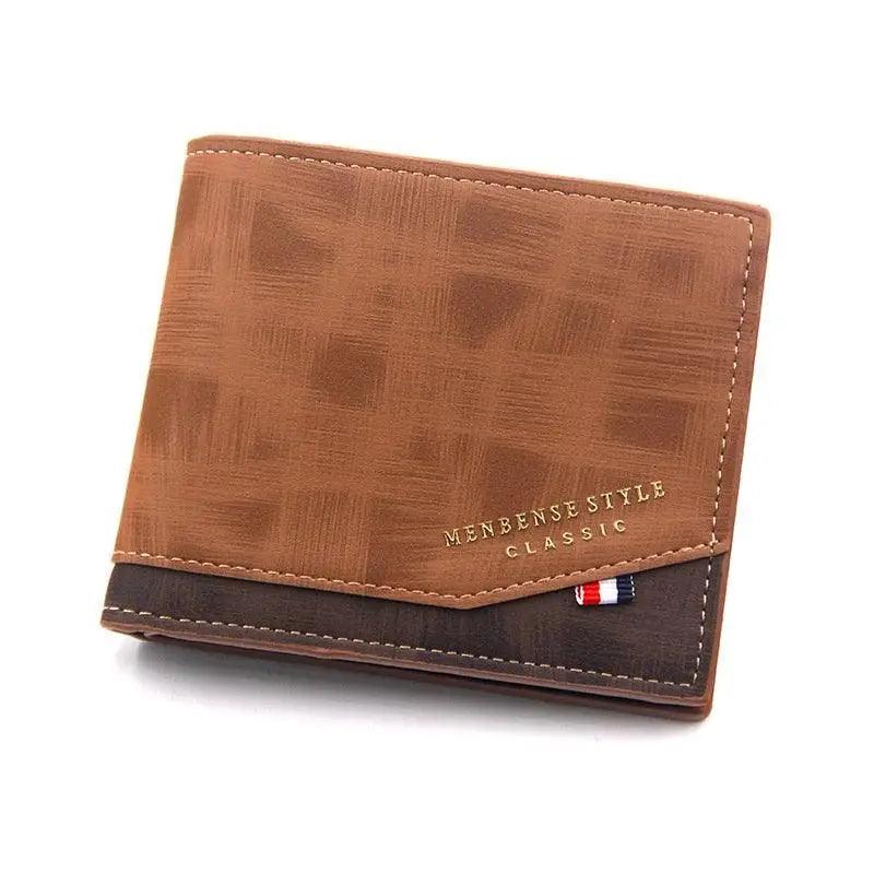 New Fashion Men Wallet Cool  Bag Solid Color Leather Business Short Wallet Famous Vintage Wallets Multi-Card Soft Purse Bag Men Wallets with 6 Card Pockets and Card Slot