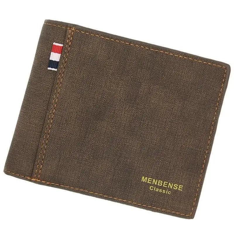 New Fashion Men Wallet Cool  Bag Solid Color Leather Business Short Wallet Famous Vintage Wallets Multi-Card Soft Purse Bag Men Wallets with 6 Card Pockets and Card Slot