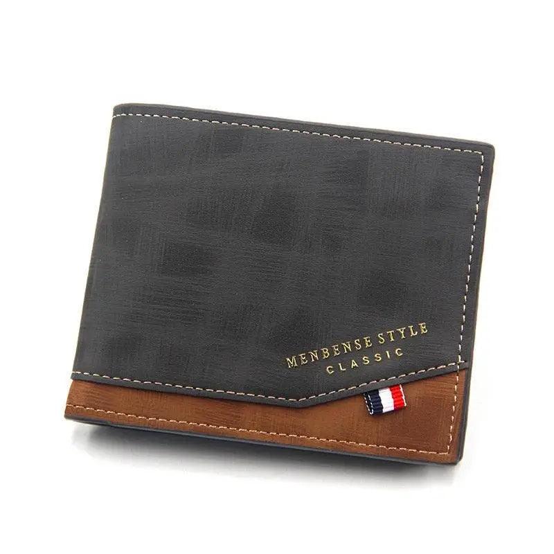 New Fashion Men Wallet Cool  Bag Solid Color Leather Business Short Wallet Famous Vintage Wallets Multi-Card Soft Purse Bag Men Wallets with 6 Card Pockets and Card Slot
