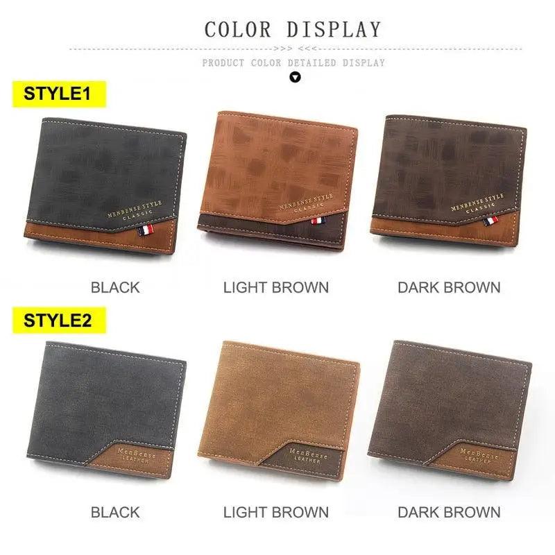 New Fashion Men Wallet Cool  Bag Solid Color Leather Business Short Wallet Famous Vintage Wallets Multi-Card Soft Purse Bag Men Wallets with 6 Card Pockets and Card Slot