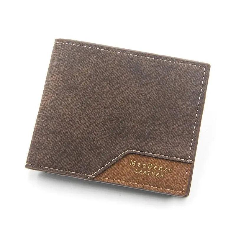 New Fashion Men Wallet Cool  Bag Solid Color Leather Business Short Wallet Famous Vintage Wallets Multi-Card Soft Purse Bag Men Wallets with 6 Card Pockets and Card Slot
